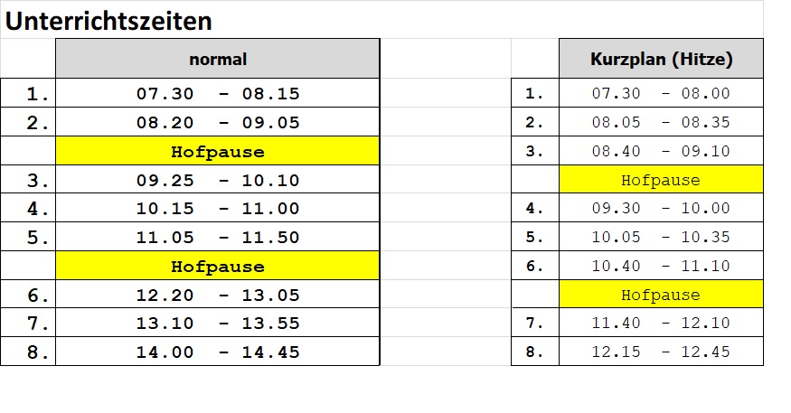 Unterrichtszeiten2023